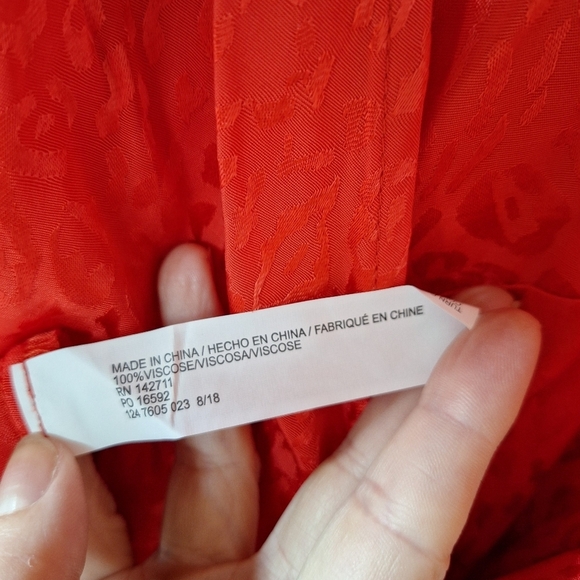 NWT Eloquii Womens Red Animal Print Plus Satin Puff Wrap Midi Dress Size 18 - Picture 9 of 10